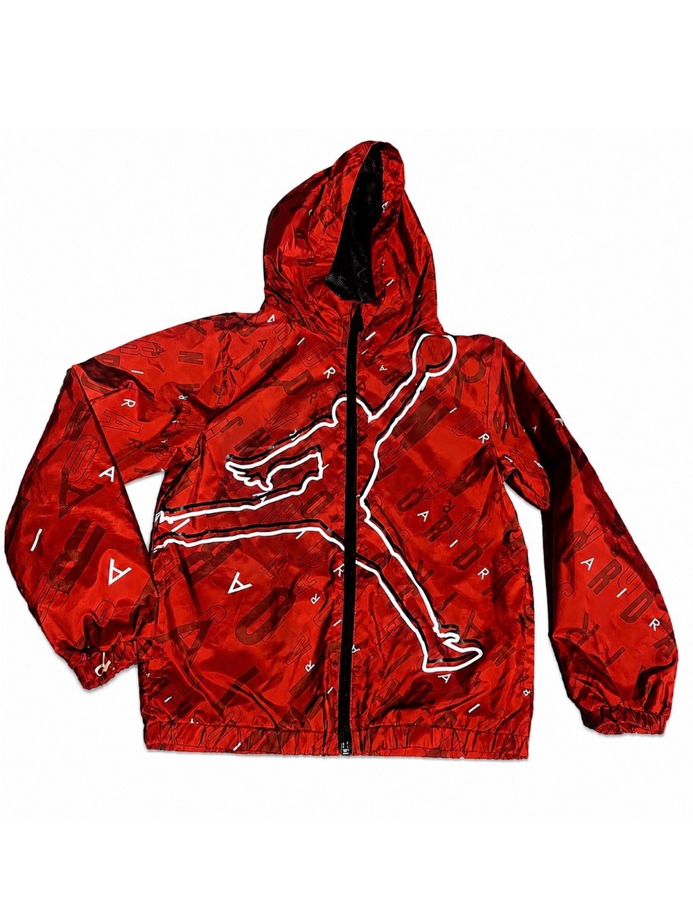 Jordan Red Jumpman Boys Graphic Hooded Windbreaker Size Small (8-10 yrs)